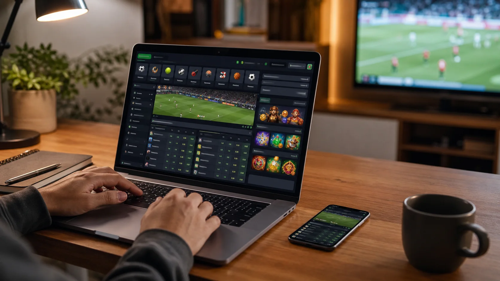 Plataforma bustabit em notebook e celular com apostas esportivas e cassino online